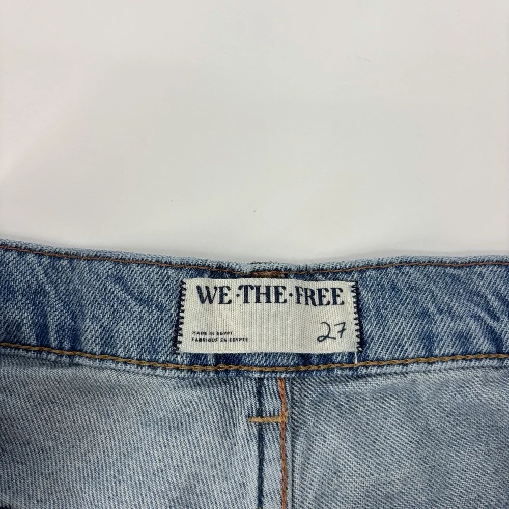 We The Free Eden High Rise Slouchy Wide Leg Jeans Womens 27 Blue Button Fly Boho